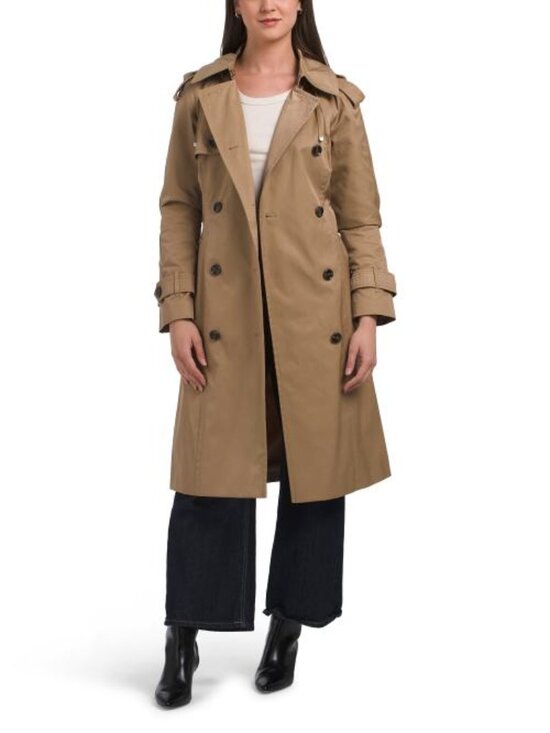 London Fog Jackets & Blazers - LONDON FOG Long Belted Trench Coat With Hood